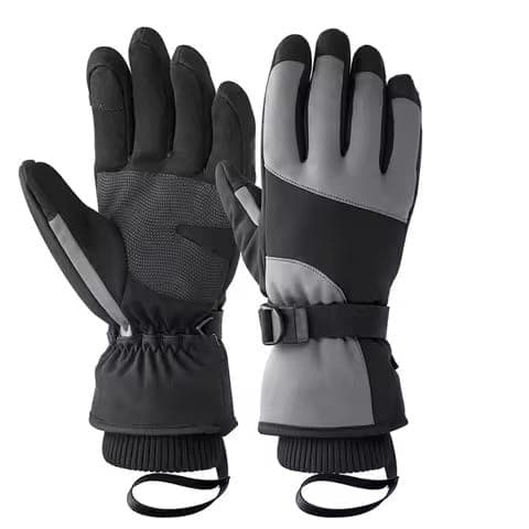 Black And Grey Thermal Winter Ski Gloves