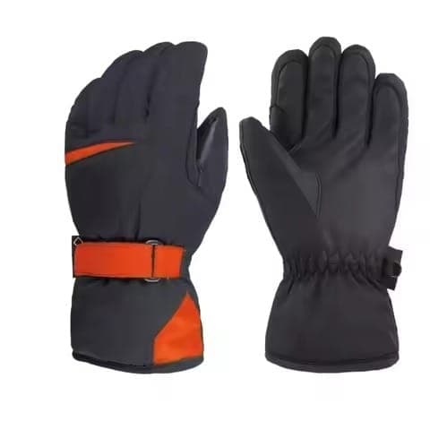 Black And Orange Accent Winter Motorcycle Gloves
