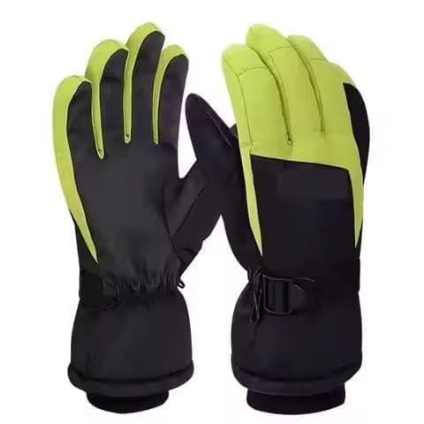 Black And Neon Green Two Tone Winter Ski Gloves