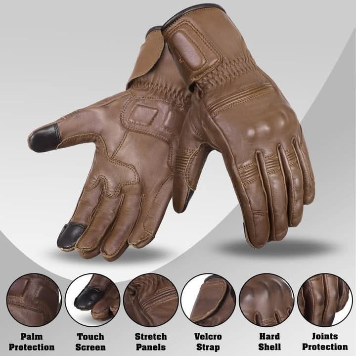 Vintage Touchscreen Leather Motorcycle Gloves